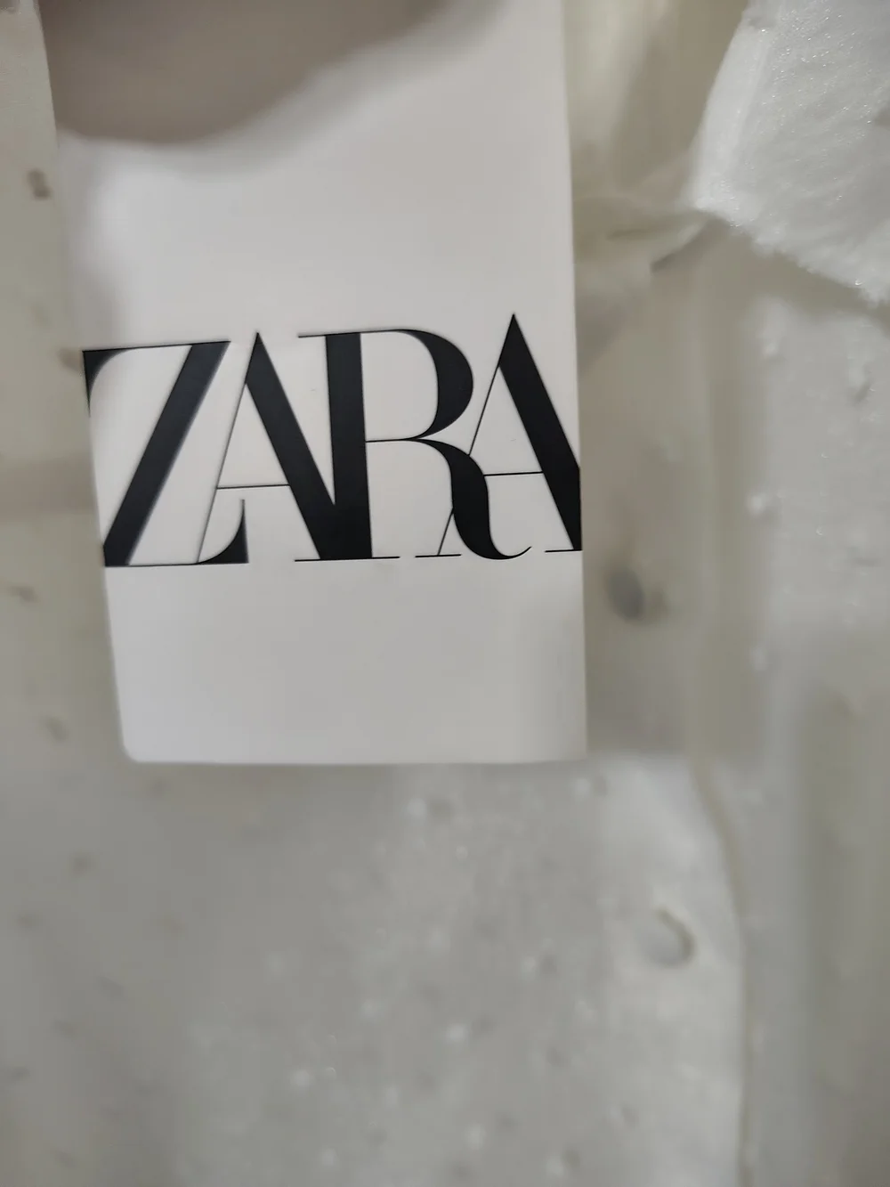Zara NWT Organza Puff Sleeve Sheer Polka Dot  Button-Up White Blouse Size S